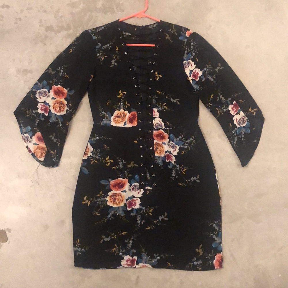 Nastygal floral lace up dress